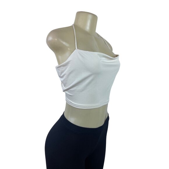 White Halter Tie-Back Crop Top By Topshop - Size M - New - Picture 2 of 7